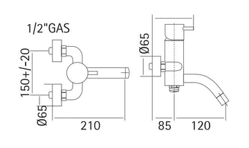 SOURCE 12 60 - Wall-mounted bathtub mixer with hand shower by Quadrodesign - view 3