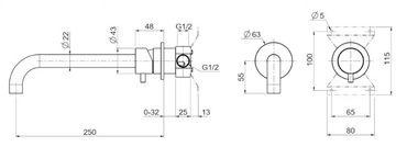 SOURCE 13 14.00 - 2 hole wall-mounted washbasin mixer by Quadrodesign - view 3
