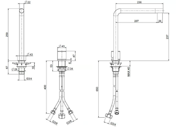 STEREO 16 08T - Countertop stainless steel washbasin mixer by Quadrodesign - view 3