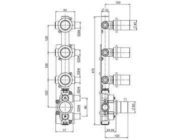 STEREO 16 50 - Wall-mounted stainless steel thermostatic mixer set by Quadrodesign - view 3