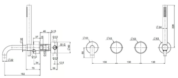 STEREO 16 69 - Wall-mounted stainless steel bathtub set with hand shower by Quadrodesign - view 3