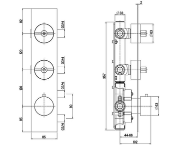 VALVOLA01 19 89.0 - Wall-mounted stainless steel thermostatic mixer set by Quadrodesign - view 3