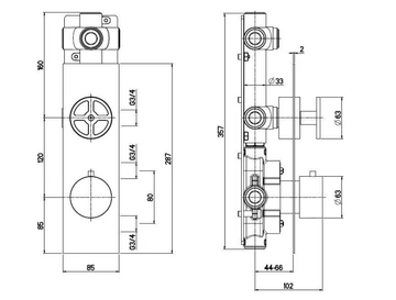 VALVOLA02 20 88.0 - Wall-mounted stainless steel thermostatic mixer set by Quadrodesign - view 3