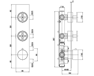 VALVOLA02 20 89.0 - Wall-mounted stainless steel thermostatic mixer set by Quadrodesign - view 3