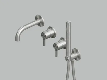 VOLCANO 36 69.00 - Wall-mounted stainless steel bathtub set with hand shower by Quadrodesign - view 2