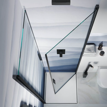 LIGHT AB + AB - Corner glass and aluminium shower cabin with hinged door by RELAX - view 3