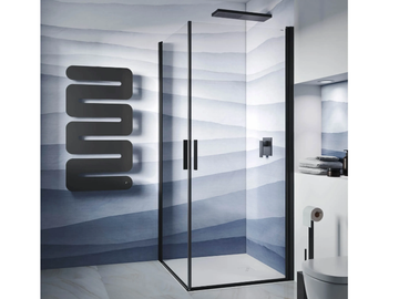 LIGHT AB + AB - Corner glass and aluminium shower cabin with hinged door by RELAX - view 2