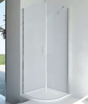 LIGHT RF - Semicircular glass and aluminium shower cabin with hinged door by RELAX - view 3