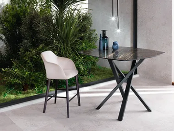 Shangai - Fixed high table with ceramic top by RIFLESSI - view 2