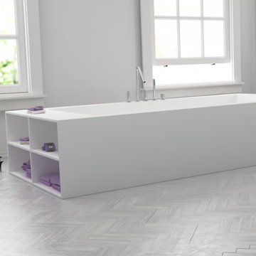 B-FLAT - Freestanding rectangular custom Corian® bathtub by RILUXA - view 3