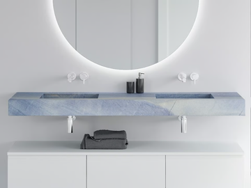 BLUE MACAUBA C2 - Wall-mounted double washbasin with integrated countertop by RILUXA - view 2