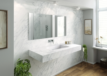 CARRARA C1 - Single Carrara marble washbasin with integrated countertop by RILUXA - view 3