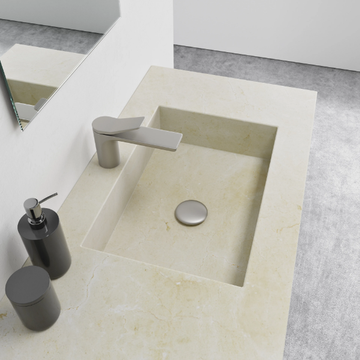 CREMA MARFIL - Wall-mounted double washbasin with integrated countertop by RILUXA - view 3