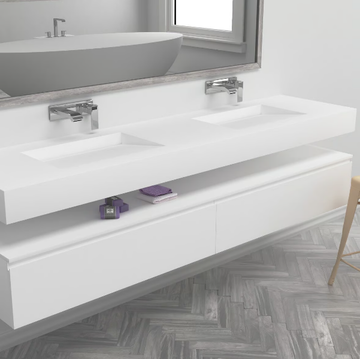 TENNESSEE - Wall-mounted double rectangular Corian® washbasin by RILUXA - view 3