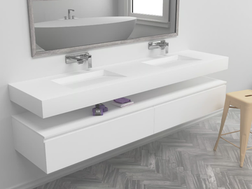 TENNESSEE - Wall-mounted double rectangular Corian® washbasin by RILUXA - view 2