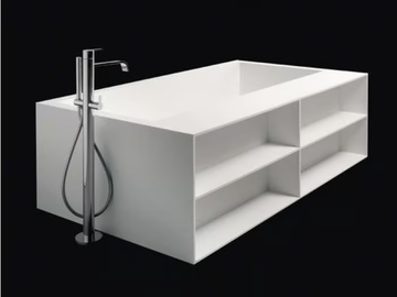 B-FLAT - Freestanding rectangular custom Corian® bathtub by RILUXA - view 3