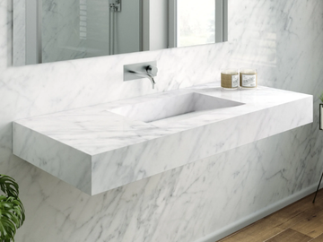 CARRARA C1 - Single Carrara marble washbasin with integrated countertop by RILUXA - view 2
