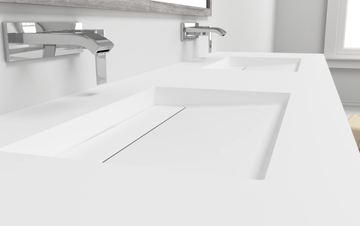 ALABAMA - Wall-mounted double rectangular Corian® washbasin by RILUXA - view 3