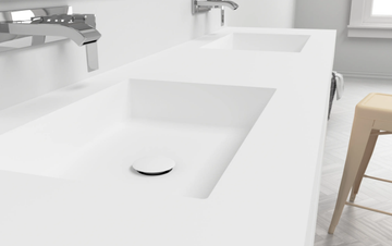 SQUARE - Wall-mounted double rectangular Corian® washbasin by RILUXA - view 3
