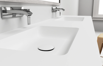 TORONTO - Wall-mounted double rectangular Corian® washbasin by RILUXA - view 3