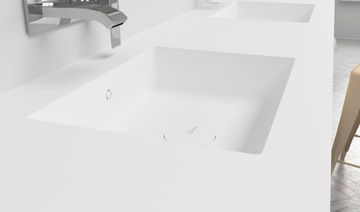 ENERGY - Wall-mounted double rectangular Corian® washbasin by RILUXA - view 3