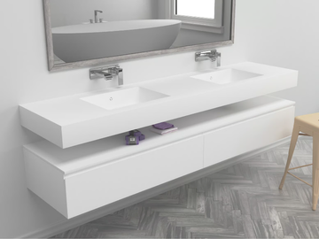 ENERGY - Wall-mounted double rectangular Corian® washbasin by RILUXA - view 2