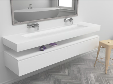 GEORGIA - Wall-mounted double rectangular Corian® washbasin by RILUXA - view 2