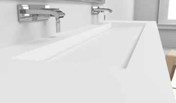 GEORGIA - Wall-mounted double rectangular Corian® washbasin by RILUXA - view 3