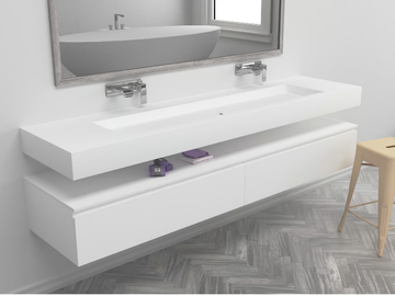 INDIANA - Wall-mounted double rectangular Corian® washbasin by RILUXA - view 2