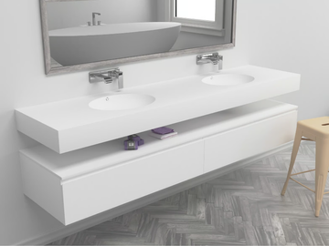 PURITY - Wall-mounted double oval Corian® washbasin by RILUXA - view 2