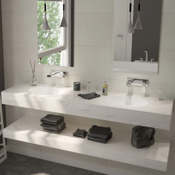 PURITY - Wall-mounted double oval Corian® washbasin by RILUXA - view 3