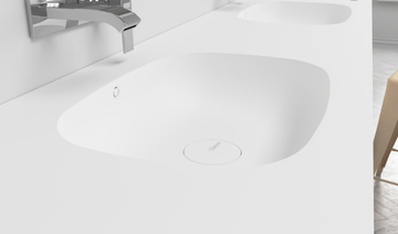 PEACE - Wall-mounted double oval Corian® washbasin by RILUXA - view 3