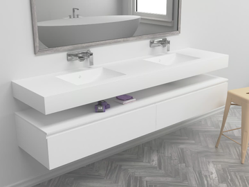 REFRESH - Wall-mounted double rectangular Corian® washbasin by RILUXA - view 2