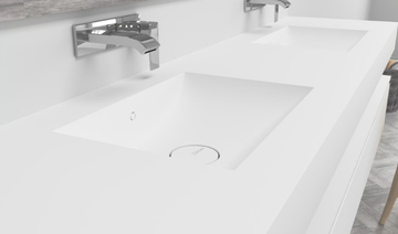 REFRESH - Wall-mounted double rectangular Corian® washbasin by RILUXA - view 3