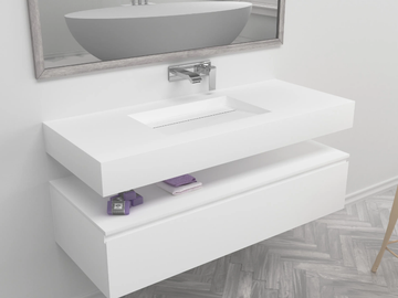 ALABAMA - Wall-mounted single rectangular Corian® washbasin by RILUXA - view 2