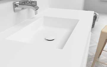 SQUARE - Wall-mounted single rectangular Corian® washbasin by RILUXA - view 3