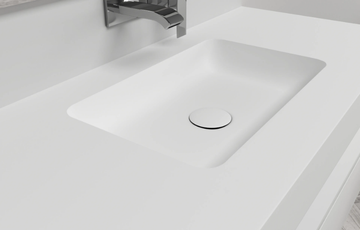 TORONTO - Wall-mounted single rectangular Corian® washbasin by RILUXA - view 3