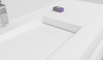 CANADA - Wall-mounted single rectangular Corian® washbasin by RILUXA - view 3