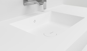 ENERGY - Wall-mounted single rectangular Corian® washbasin by RILUXA - view 3