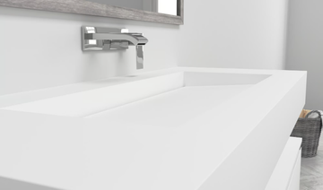 GEORGIA - Wall-mounted single rectangular Corian® washbasin by RILUXA - view 3