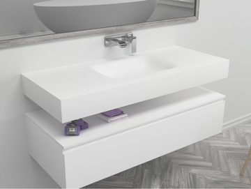 NEVADA - Wall-mounted single rectangular Corian® washbasin by RILUXA - view 2