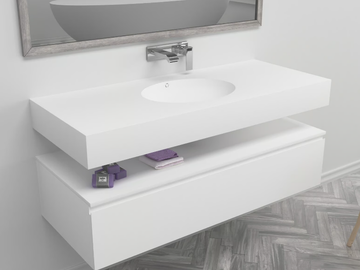 PURITY - Wall-mounted single oval Corian® washbasin by RILUXA - view 2