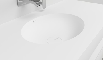 PURITY - Wall-mounted single oval Corian® washbasin by RILUXA - view 3
