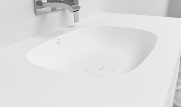 PEACE - Wall-mounted single oval Corian® washbasin by RILUXA - view 3