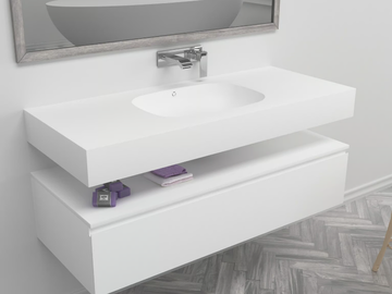 PEACE - Wall-mounted single oval Corian® washbasin by RILUXA - view 2