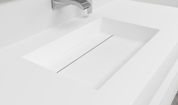 TEXAS - Wall-mounted single rectangular Corian® washbasin by RILUXA - view 3