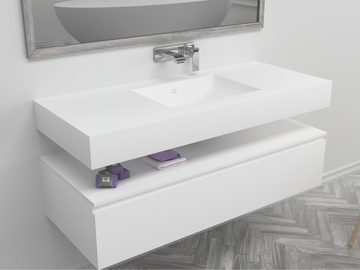 REFRESH - Wall-mounted single rectangular Corian® washbasin by RILUXA - view 2