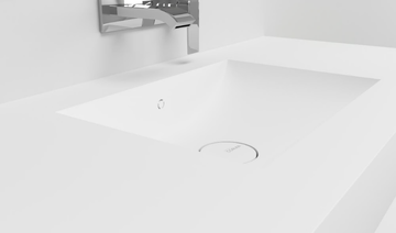REFRESH - Wall-mounted single rectangular Corian® washbasin by RILUXA - view 3