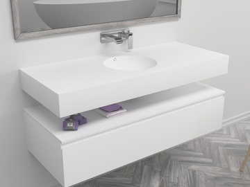 RELAX - Wall-mounted single round Corian® washbasin by RILUXA - view 2