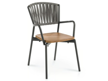 PIPER 121 - Polyester and teak garden chair with armrests by RODA - view 2